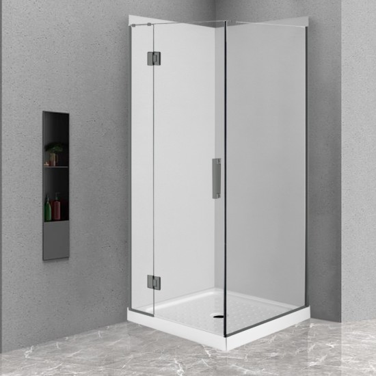 900*900*1950mm Gunmetal Grey Frameless Swing Door Square Shower Box 900*900*1950mm Gunmetal Grey Frameless Swing Door Square Shower Box